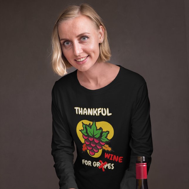 “Thankful for Grapes...Wine" Funny Thanksgiving Tri-Blend Shirt (Creator Uploaded)