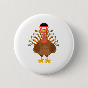 thankful for hockey thanksgiving Funny Turkey Ice  Button