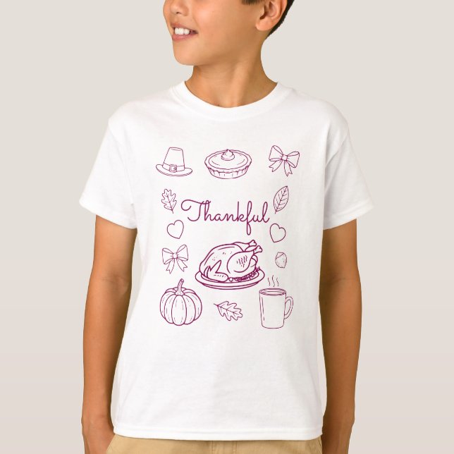 Thankful for Kids Thanksgiving  Gratitude T-shirt (Front)