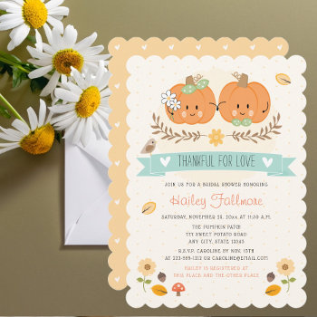 Thankful For Love Cute Pumpkin Bridal Shower Invitation by OccasionInvitations at Zazzle