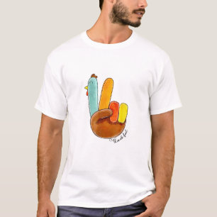 Thankful For Lovers Funny Thanksgiving Peace Sign T-Shirt