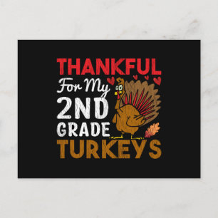 Thankful For My 2nd Grade Turkeys Teacher Gift Postcard