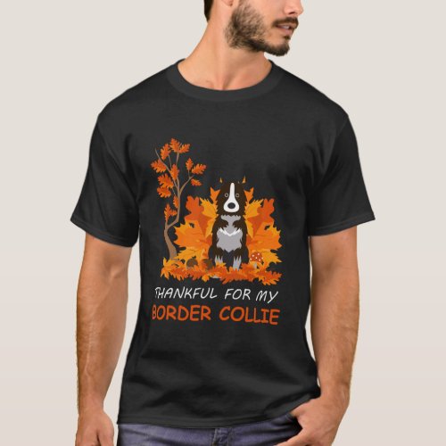 Thankful For My Border Collie Dog Thanksgiving Gif T_Shirt