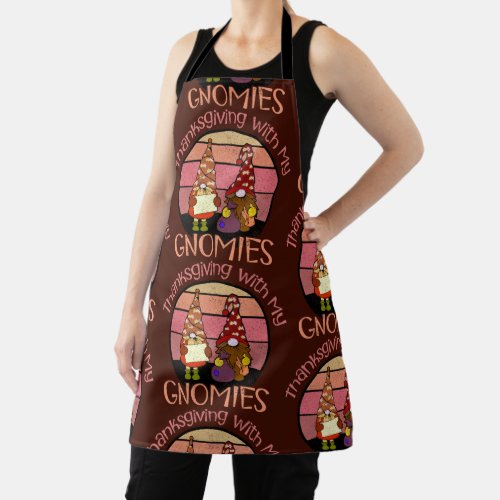 Thankful For My Gnomies Funny Thanksgiving Autumn Apron