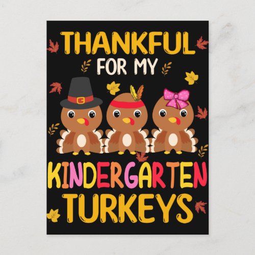 Thankful For My Kindergarten Turkeys Thanksgiving Postcard