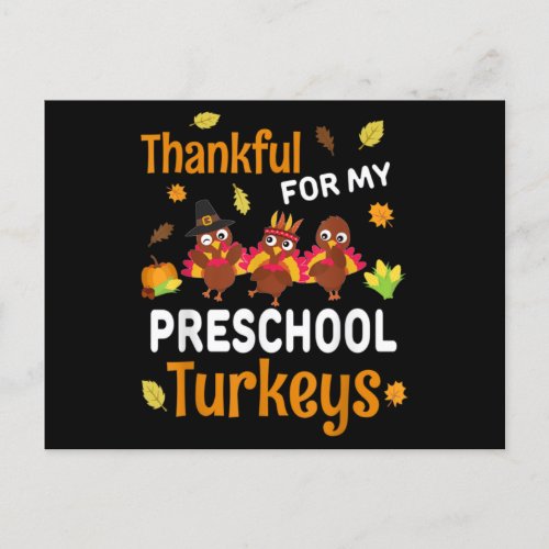 Thankful for My Kindergarten Turkeys Thanksgiving Postcard
