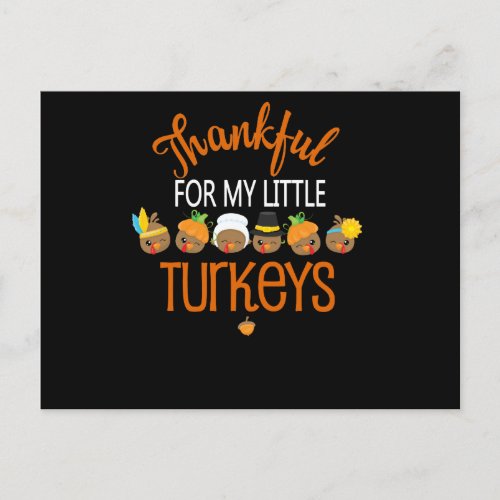 Thankful For My Little Turkeys Mom Grandma Postcard