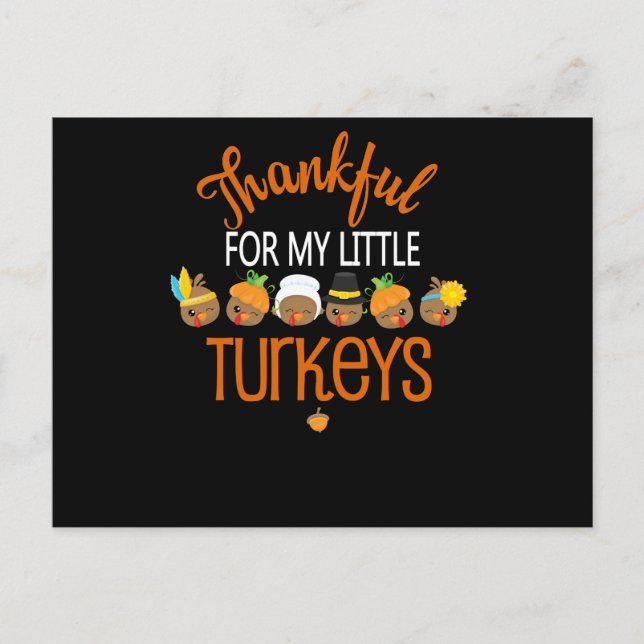 Thankful For My Little Turkeys Mom Grandma Postcard (Front)