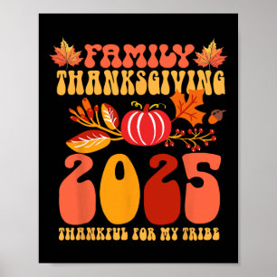 Thankful For My Tribe Family Matching Thanksgiving Poster