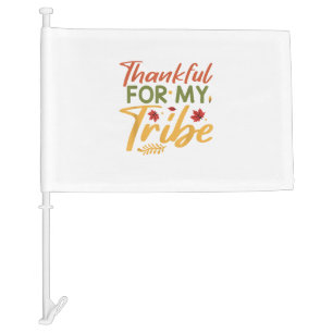 Thankful For My Tribe Thanksgiving Halloween Costu Car Flag
