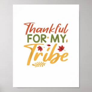 Thankful For My Tribe Thanksgiving Halloween Costu Poster
