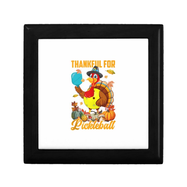 Thankful For Pickleball Turkey Fall Vibes Happy Th Gift Box (Front)