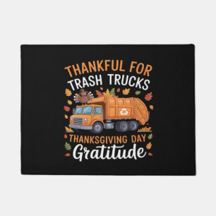 Thankful for Recycle Truck Thanksgiving Day Garbag Doormat