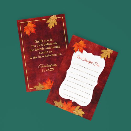 Thankful For Red Thanksgiving Placecards RSVP Card