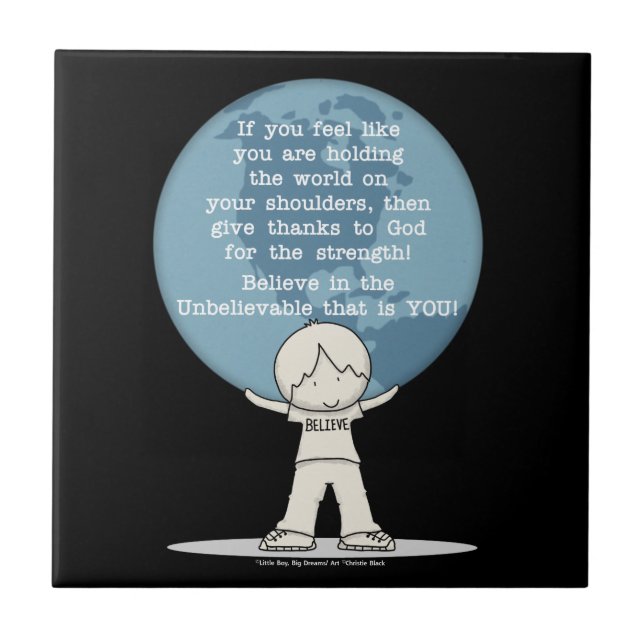 Thankful for Strength Ceramic Tile (Front)