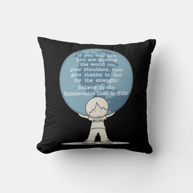 Thankful for Strength Throw Pillow (Front)