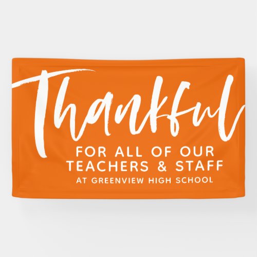 Thankful for teachers orange appreciation banner