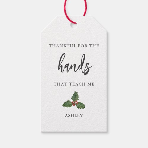 Thankful for the Hands that Teach Me Lotion Gift Tags