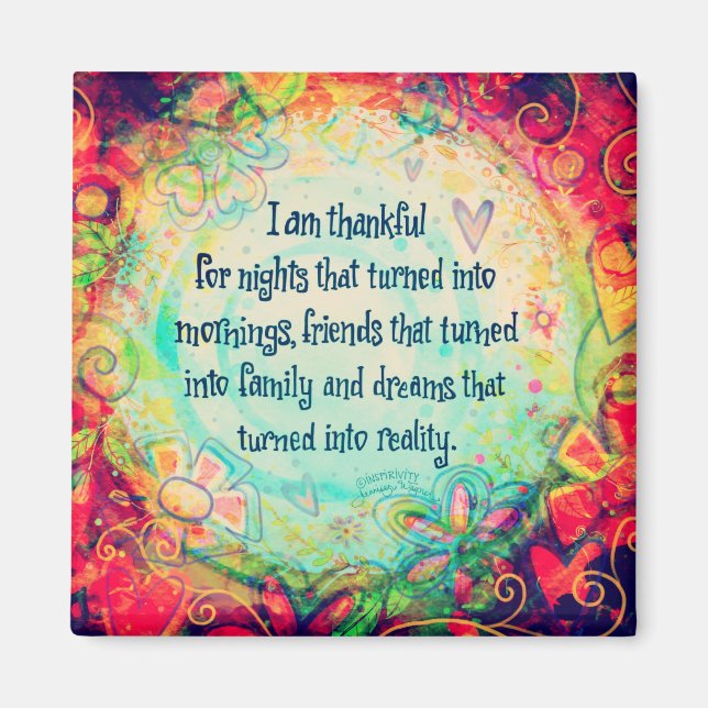 Thankful for Things Pretty Inspirational Colorful Magnet (Front)