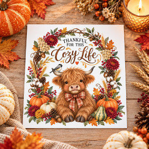 Thankful for This Cozy Life Highland Cow Card