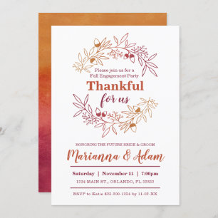 Thankful For Us Fall Wedding Engagement Party Invitation