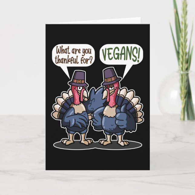 Thankful For Vegans Funny Turkey Thanksgiving Gift Card (Front)