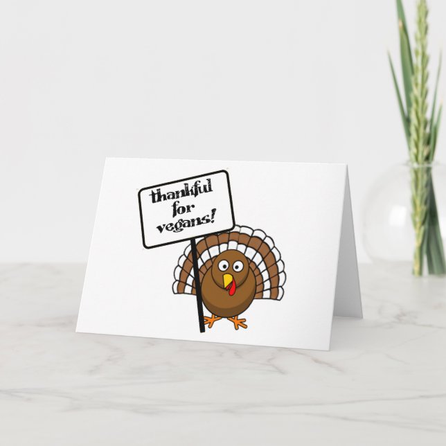 Thankful for vegans! holiday card (Front)