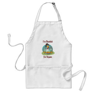 Thankful for Vegans Thanksgiving Holiday Turkey Adult Apron