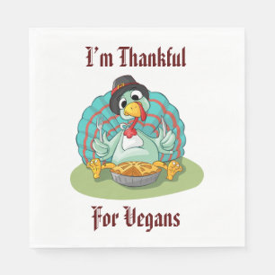Thankful for Vegans Thanksgiving Holiday Turkey Napkins