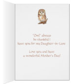 Thankful for You Daughter-in-Law Mother's Day Owl (Inside (Right))