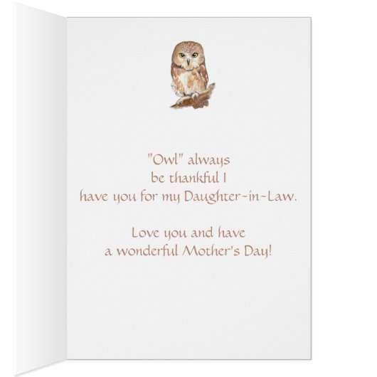 Thankful for You Daughter-in-Law Mother's Day Owl (Inside (Right))