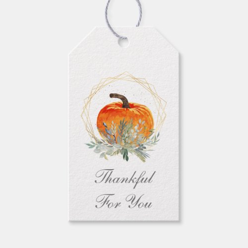 Thankful for You Elegant Pumpkin Gift Tags