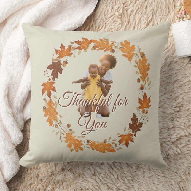 Thankful for You" Fall Photo Pillow (Blanket)