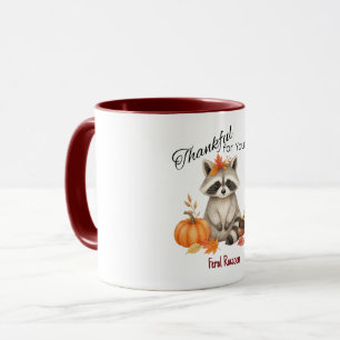 Thankful for You Fall Raccoon Thanksgiving  Mug