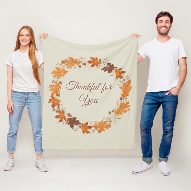 Thankful for You Fall Thank You Cards Fleece Blanket (In Situ)