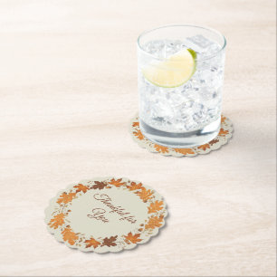 Thankful for You Fall Thank You Cards Paper Coaster