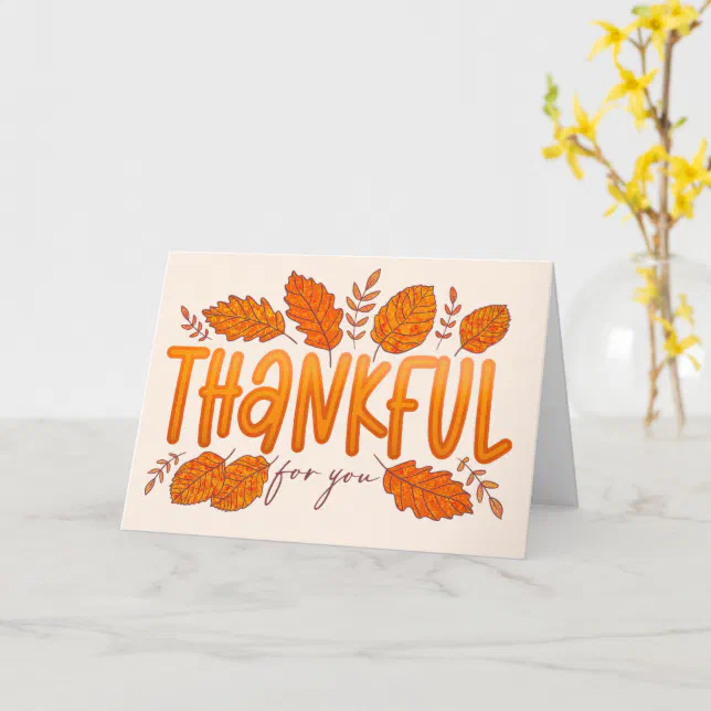 Thankful for you Fall Thanksgiving Greeting Card Zazzle