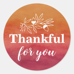 Thankful For You Fall Wedding Engagement Party Classic Round Sticker