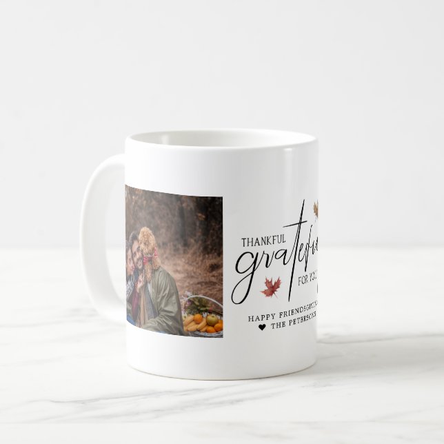Thankful for You | Friendsgiving Two Photo Collage Coffee Mug (Front Left)