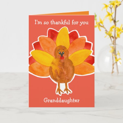 Thankful For You Granddaughter Happy Thanksgiving Card