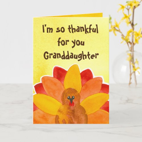 Thankful For You Granddaughter Happy Thanksgiving Card