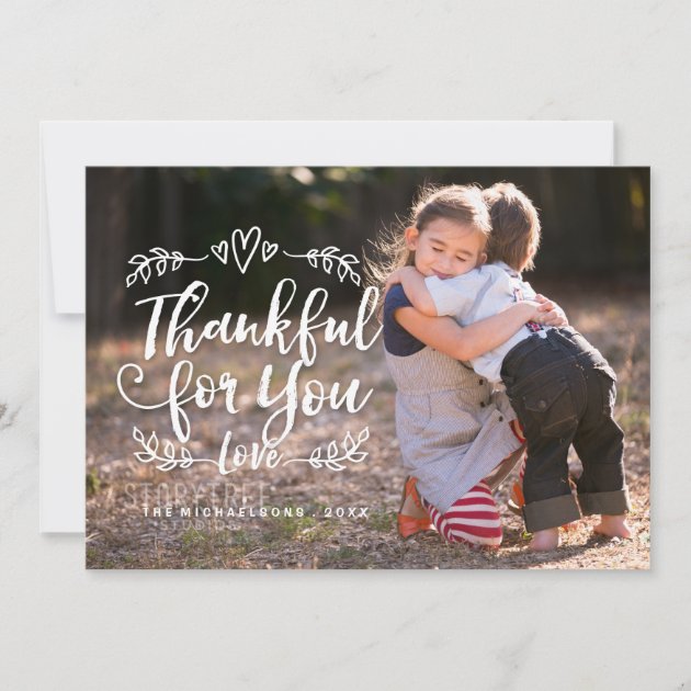 Thankful For You Happy Thankgiving Flat Photo Card