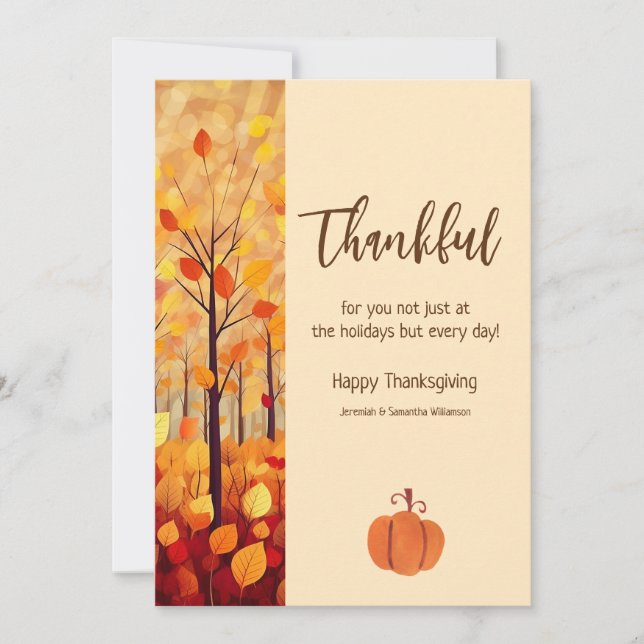 Thankful For You Happy Thanksgiving Holiday Card (Front)