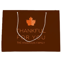 Thankful For You Modern Minimalist Thanksgiving Large Gift Bag