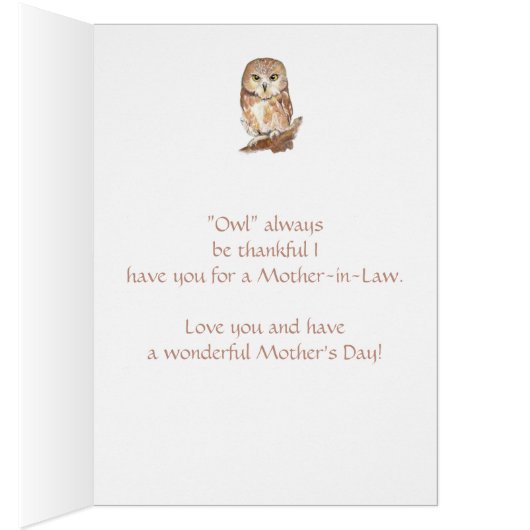 Thankful for You Mother-in-Law Mother's Day Owl (Inside (Right))