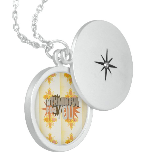 Thankful For You" Necklace: Carry the Message Locket Necklace (Front Left)