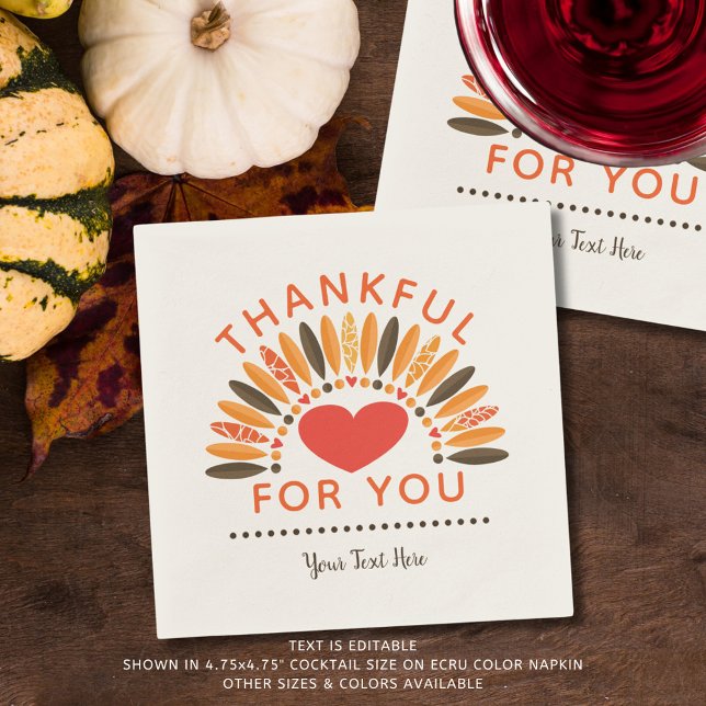 THANKFUL FOR YOU - Personalized Thanksgiving Napkins (Creator Uploaded)