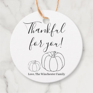 Thankful for you pumpkin custom text Thanksgiving Favor Tags
