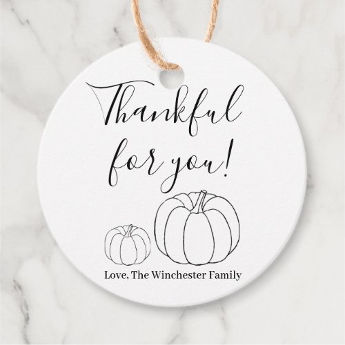 Thankful for you pumpkin custom text Thanksgiving Favor Tags