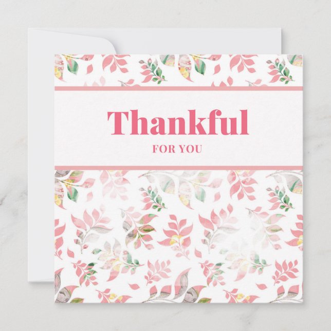Thankful For You Spring Floral Note Card (Front)